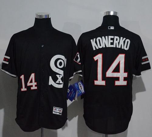 White Sox #14 Paul Konerko Black New Flexbase Authentic Collection Stitched MLB Jersey - Click Image to Close